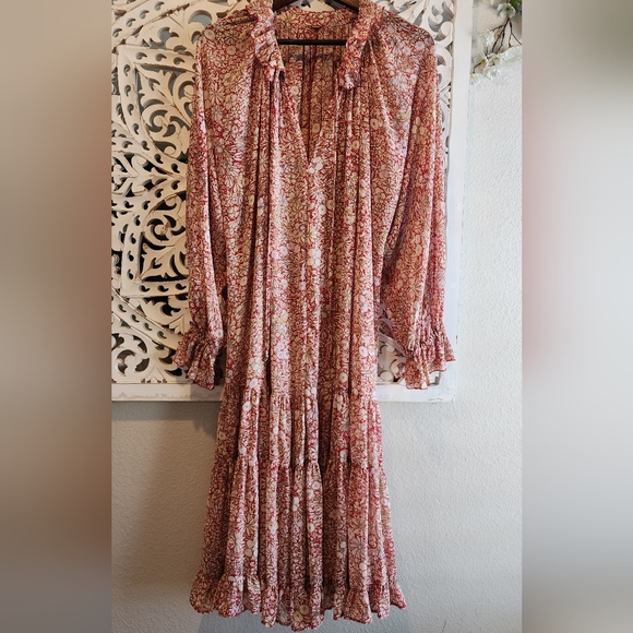 Free People Feeling Groovy Maxi Dress Red Combo M - Picture 5 of 15